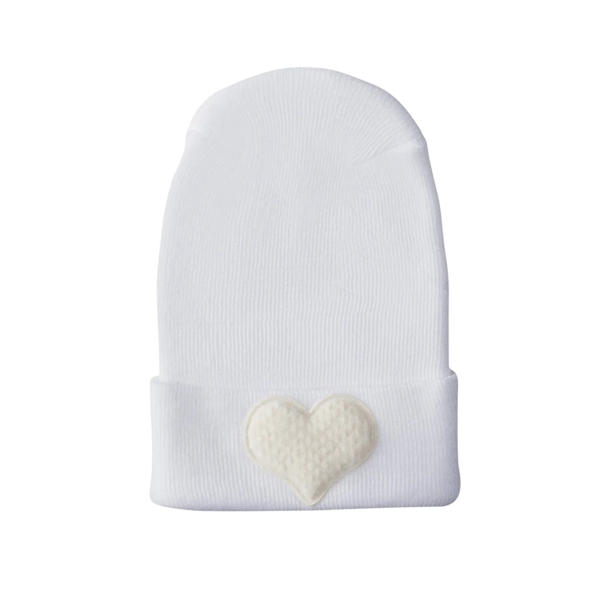 Adora Hospital Hats - Fuzzy Ivory Heart