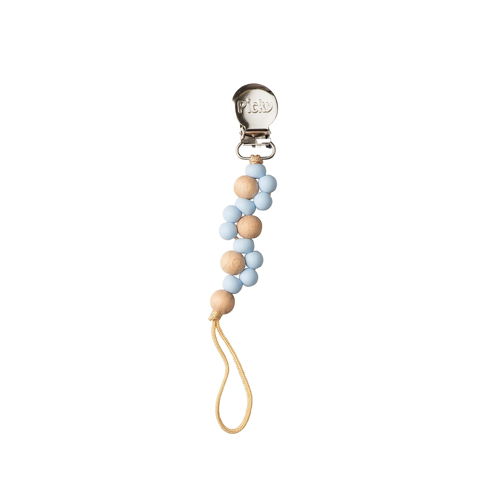 Picky Wood & Silicone Braided Paci Clip-Beautiful Blue