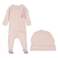 Marmar Wrap Pointelle Bow Footie & Hat