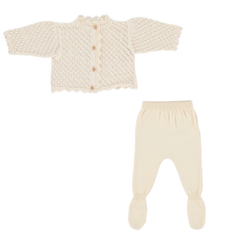 Bebe Organic Mila Cardigan Pants & Bonnet