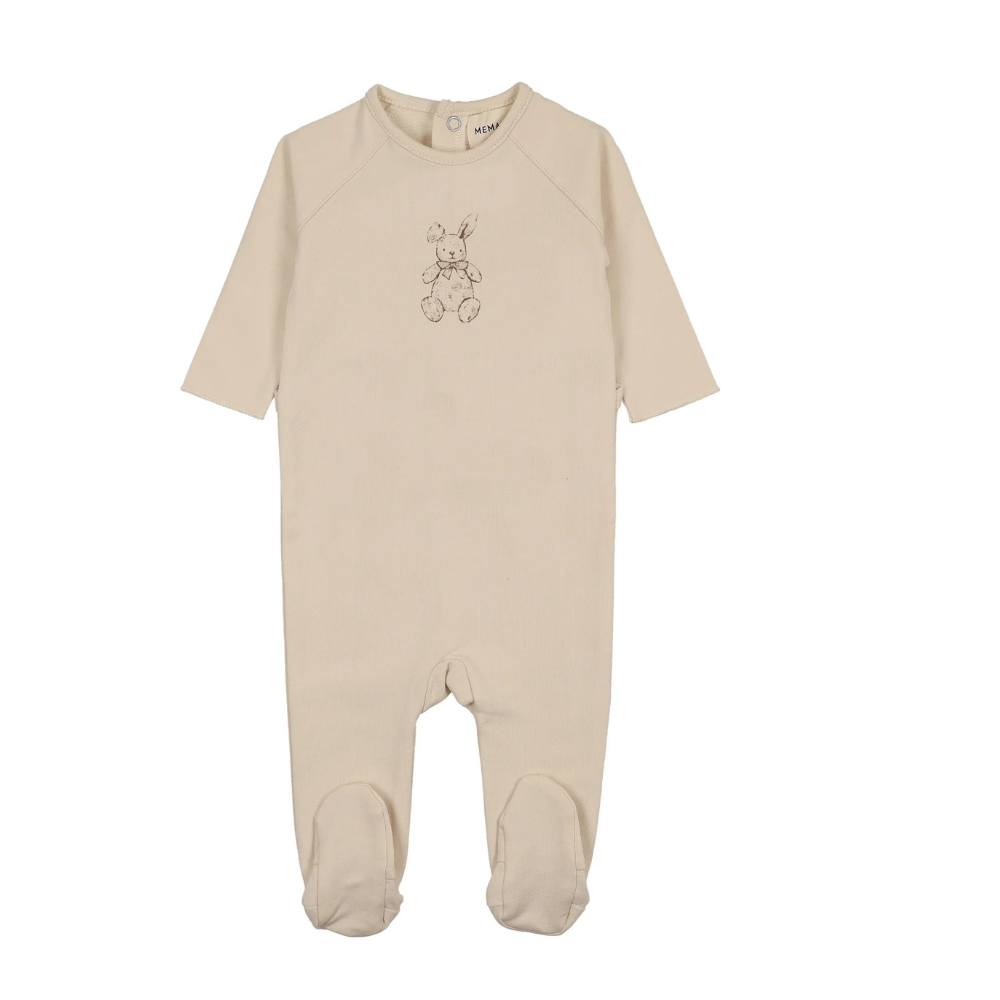 Mema Knits Vintage Bunny Footie - Light Beige/Otter