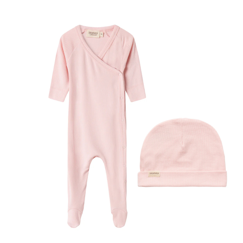 Marmar Ribbed Footie & Beanie Aw25- Rosewater
