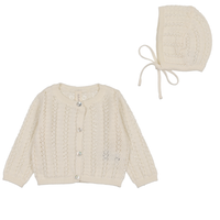 Lilette Crochet Knit Shrug & Bonnet - Cream