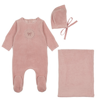 Bee & Dee Crochette Velour Layette Set - Champagne Pink