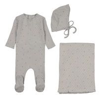 Bee & Dee Pointelle Flowers Layette Set - Dusty Blue