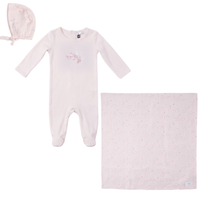 Little Fragile Bird Crest Layette Set- Pink