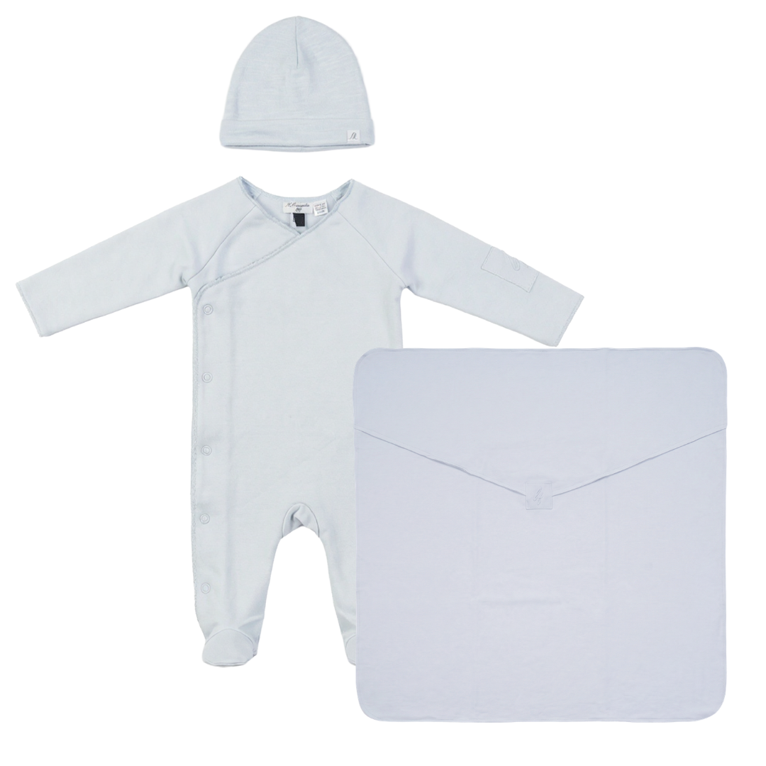 Little Fragile Solid Wrap Layette - Blue