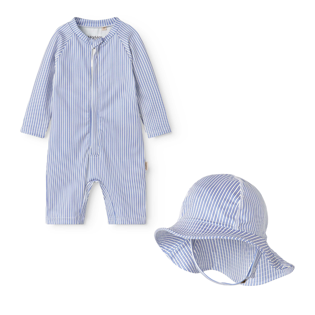Marmar Bolich Blue Stripe Swimsuit & Sun Hat