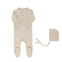 Aurora Rocking Horse Footie & Bonnet - Tan