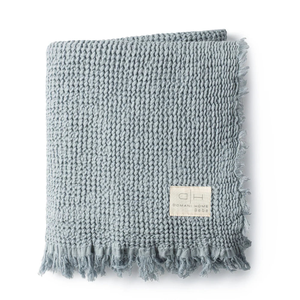 Domani Home waffle Throw Blanket - Cinza Blue