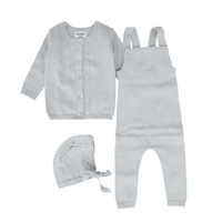 Kipp Lovely Knit Overalls, Cardigan, & Bonnet Set