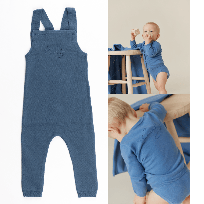 Kipp Lovely Knit Overalls, Cardigan, & Bonnet Set