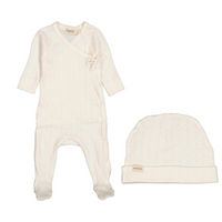 Marmar Wrap Pointelle Bow Footie & Hat