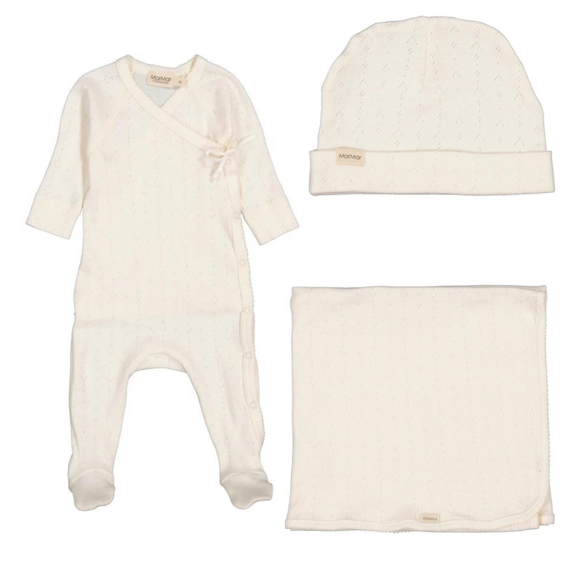 Marmar Wrap Pointelle Bow Layette Set