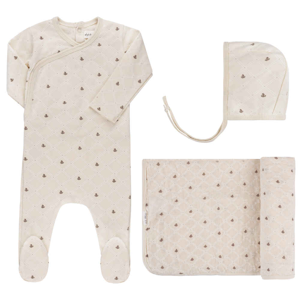 Ely's & Co Floral Grid Layette Set