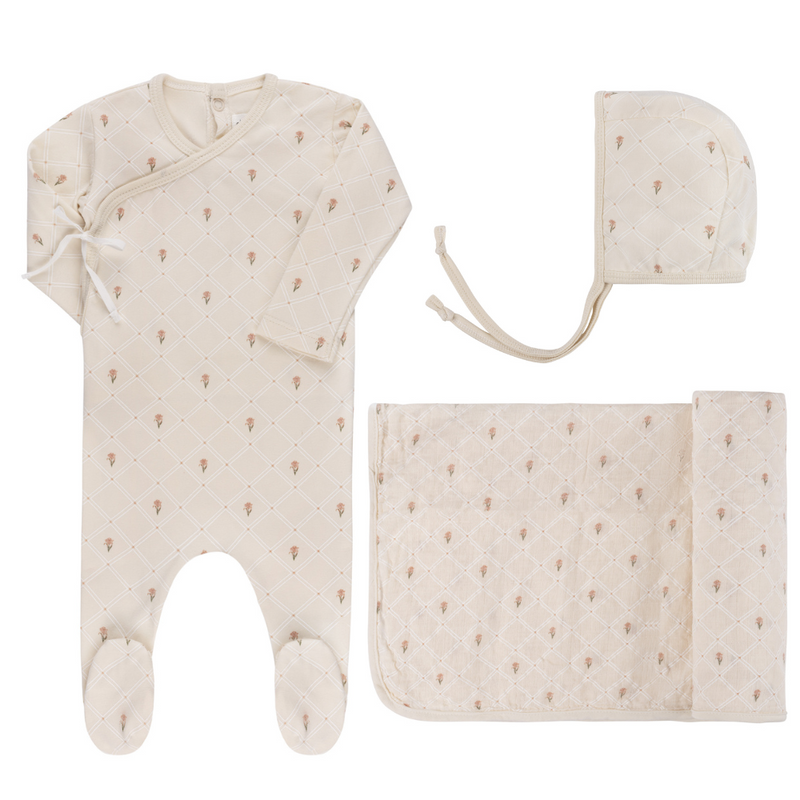 Ely's & Co Floral Grid Layette Set