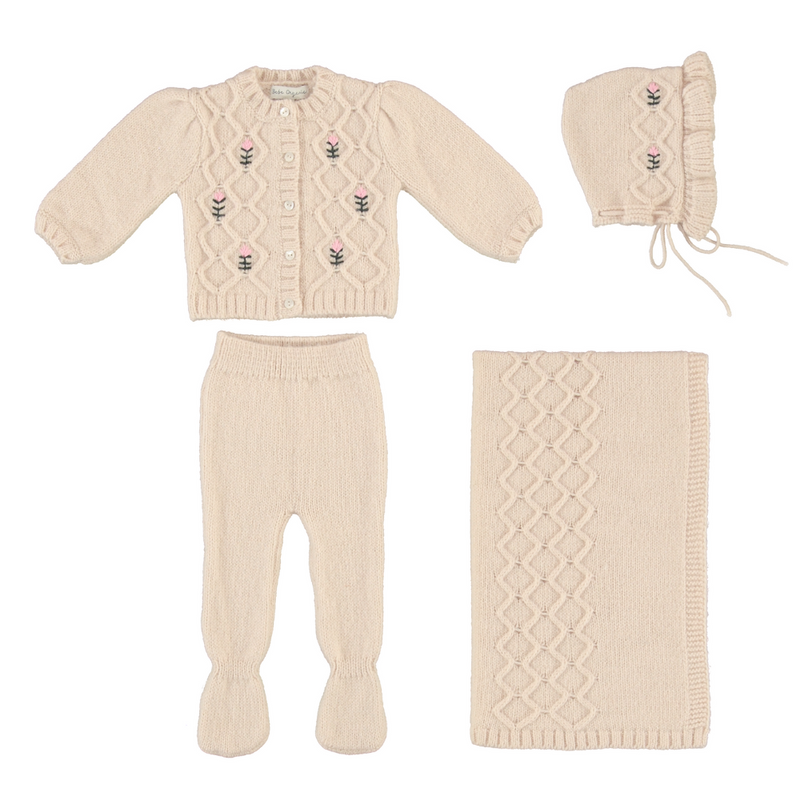 Bebe Organic Rosine Top, Pants, Bonnet & Blanket-Pink