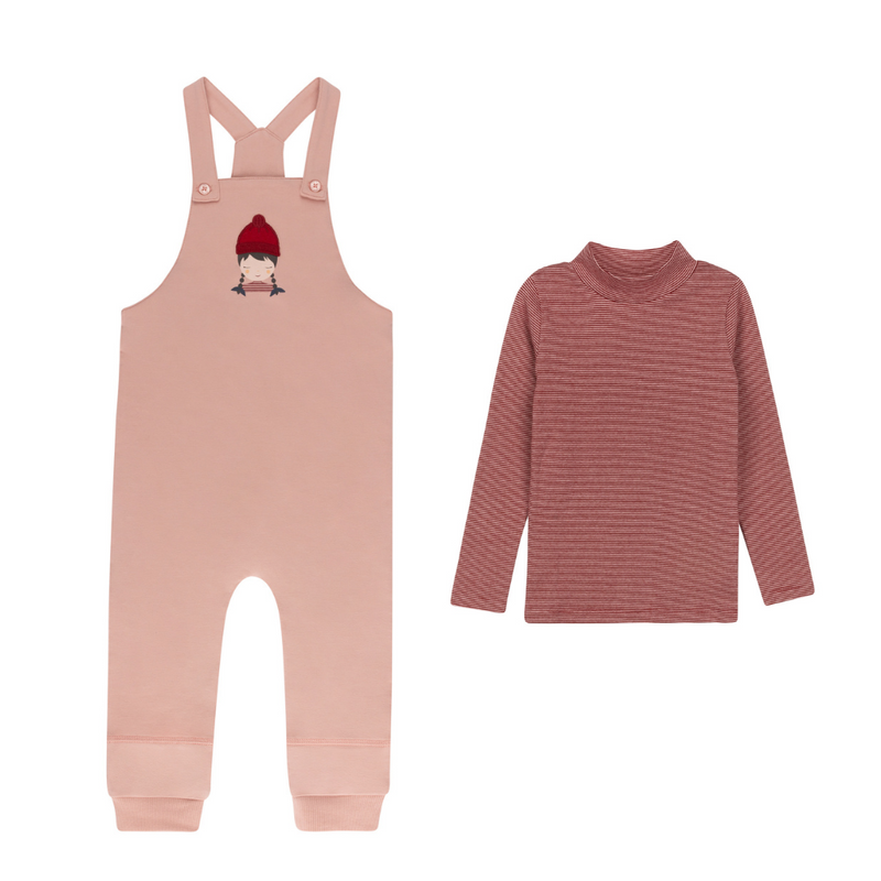 Elys & Co Autumn Kids Turtleneck & Overalls - Pink – Babys