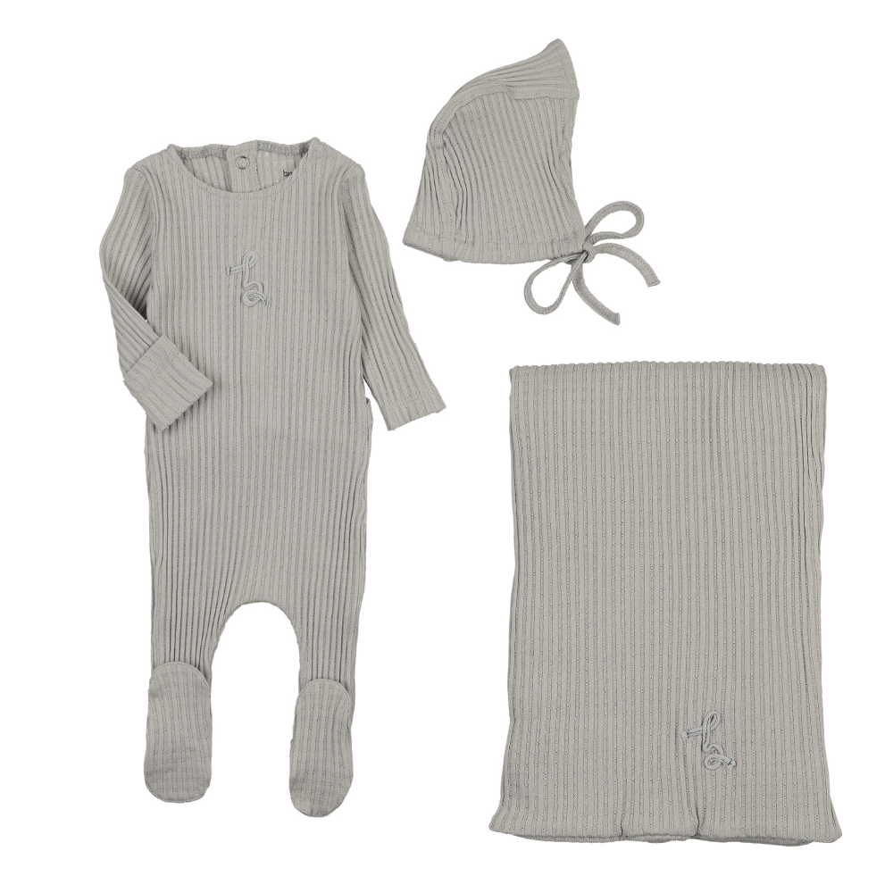 Bee & Dee Dainty Rope Pointelle Layette Set - London Fog