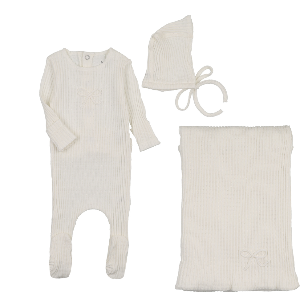Bee & Dee Dainty Rope Pointelle Layette Set - Chalk White