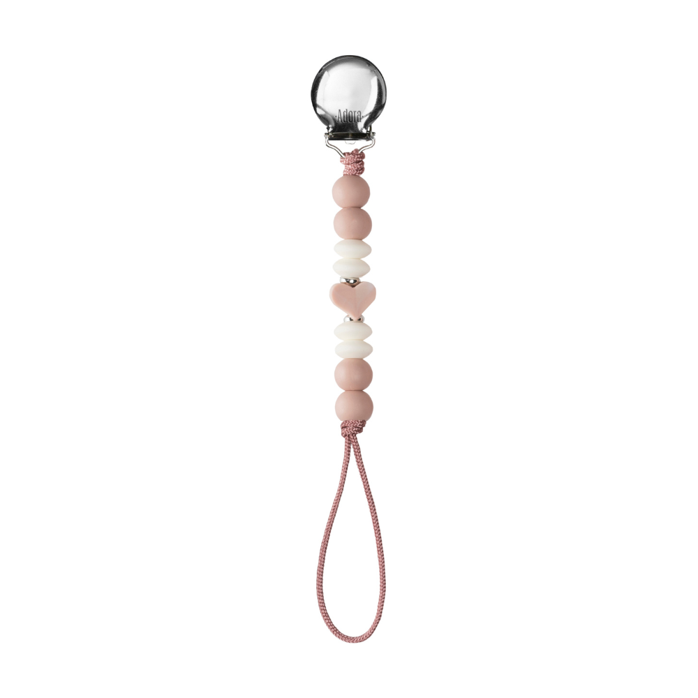 Adora Pacifier Clip - Mauve Heart