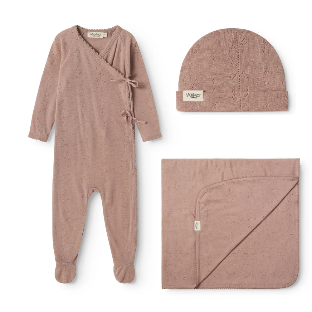 Marmar Sheer Pointelle Layette Set - Burnt Rose