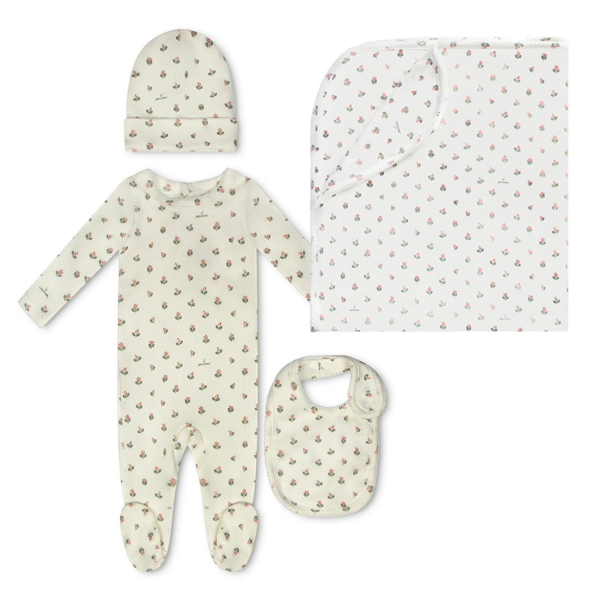 Little Parni Floral Footie Layette Set - Pink