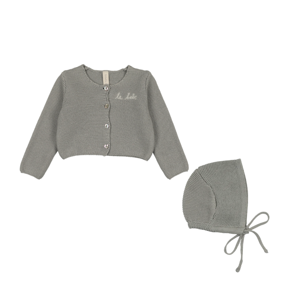Lilette Le Bebe Knit Cardigan & Bonnet - Light Blue