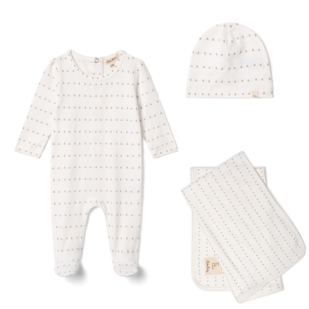 Lola Small Print Layette Set - Powder Blue