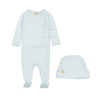 Marmar Wool Ribbed Footie & Beanie - Blue
