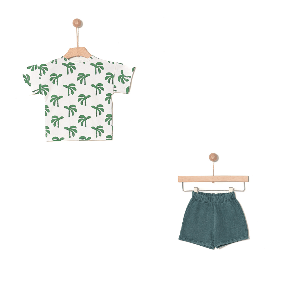 Yell-oh Green Palm Tshirt and Shorts