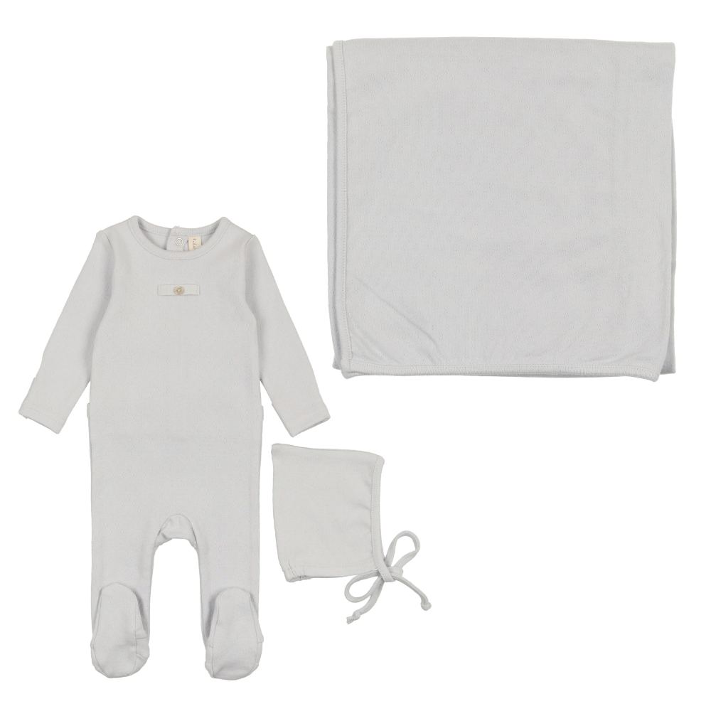 Lilette Knit Wrap Pointelle Layette Set – Babys breath layette