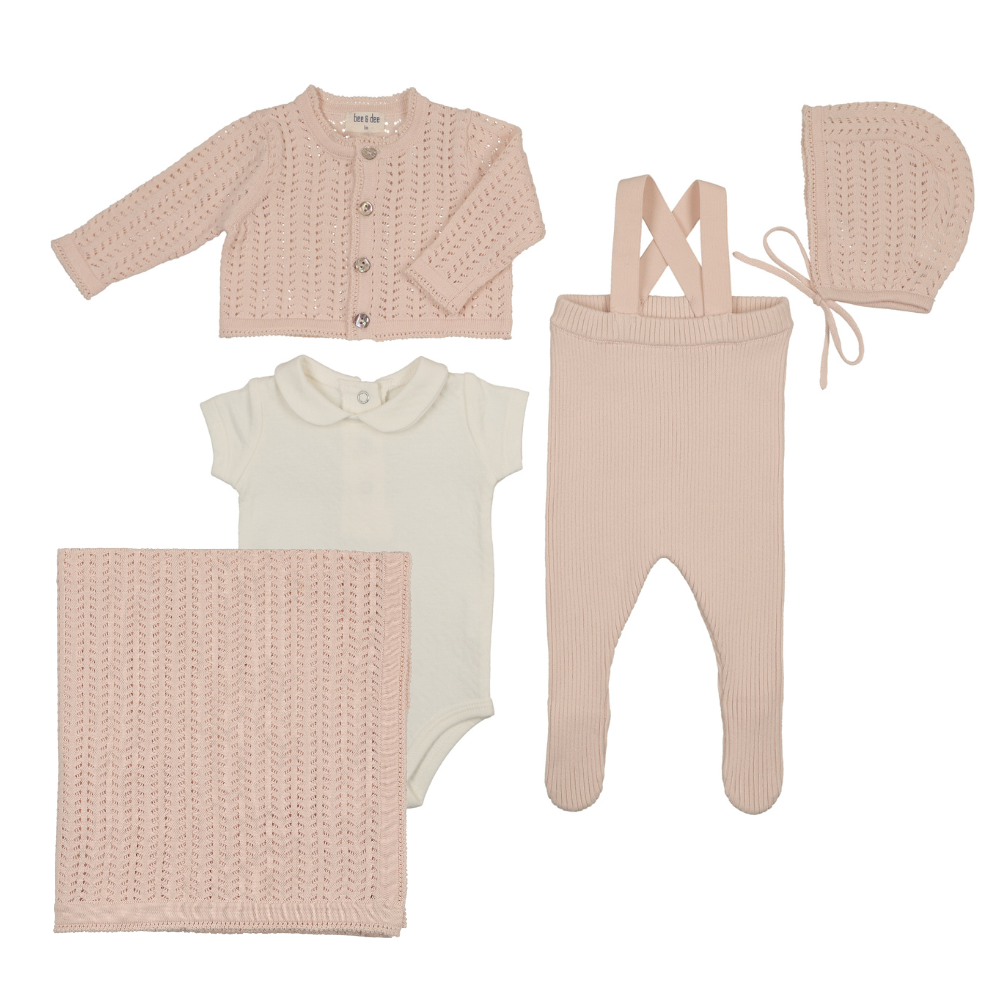 Bee & Dee Knit Ensemble Layette set - Pearly Pink