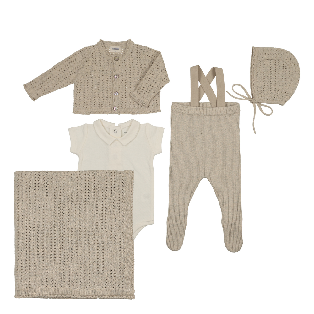 Bee & Dee Knit Ensemble Layette Set - Oat