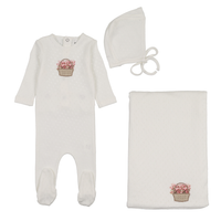 Bee & Dee Crochet Basket Layette Set - Chalk White Girls
