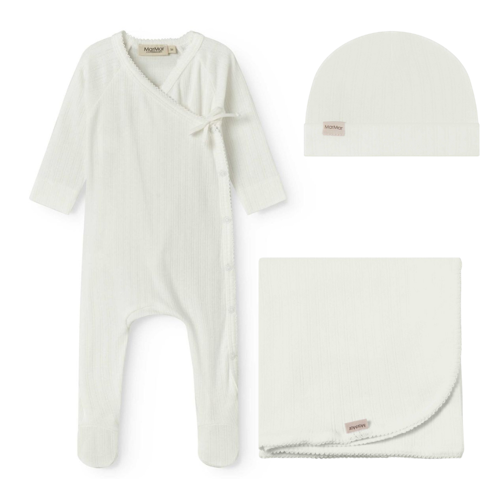 Marmar Linear Pointelle Layette Set - Gentle White SS26