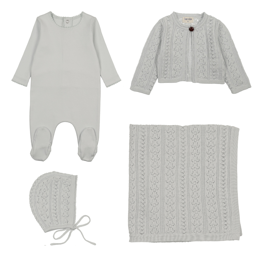 Bee & Dee Intricate Layette Set - Dusty Blue