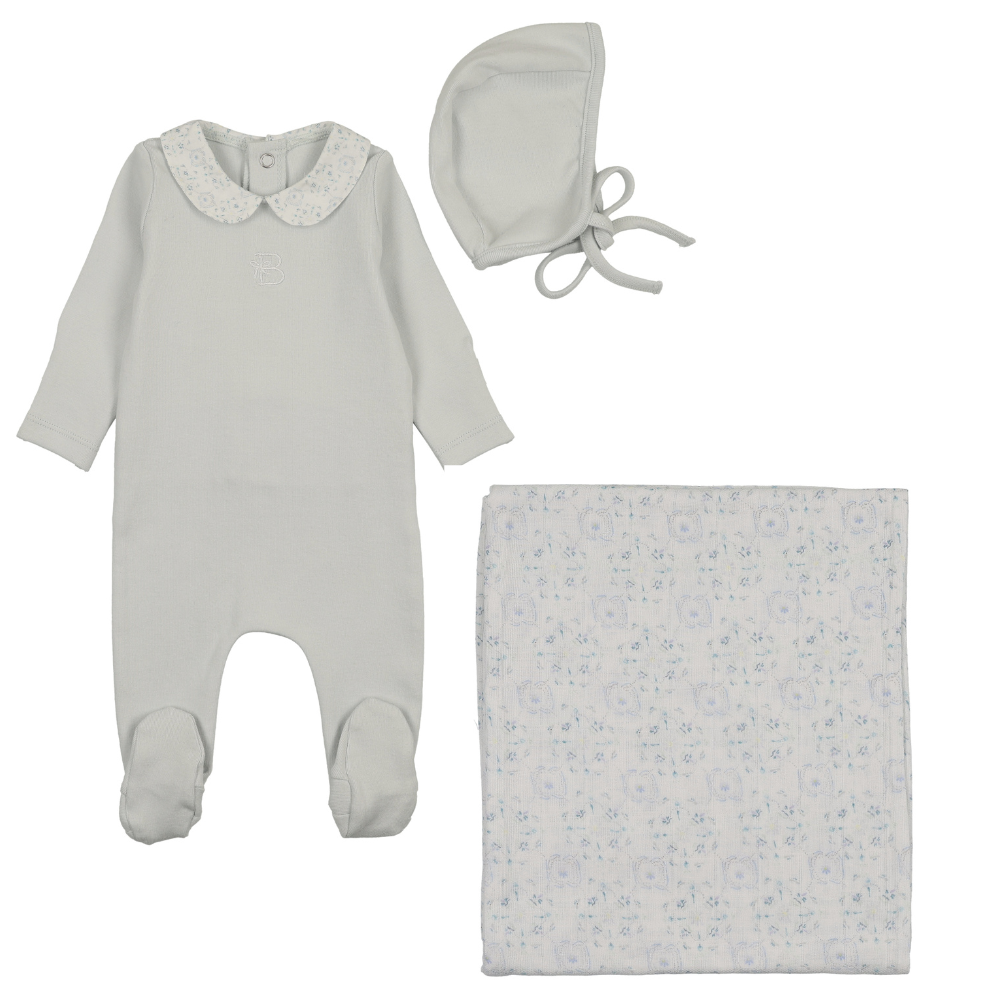 Bee & Dee B Collar Layette Set - London Fog