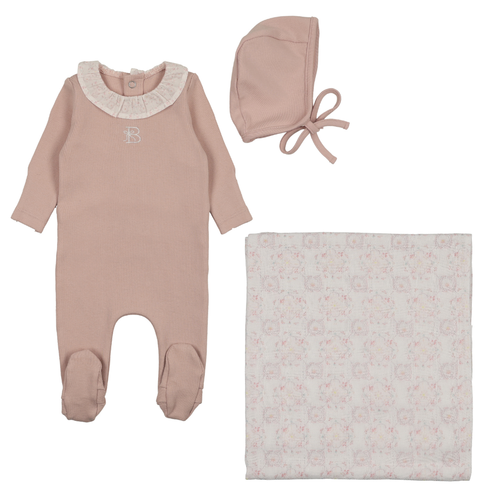 Bee & Dee B Collar Layette Set - Rose