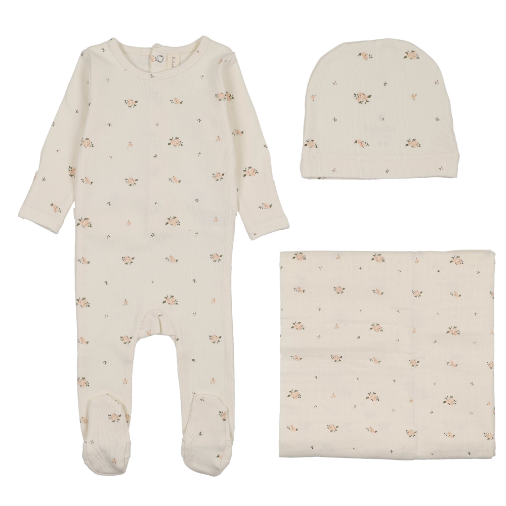 Lilette Rosebud Layette Set - Cream/Pink