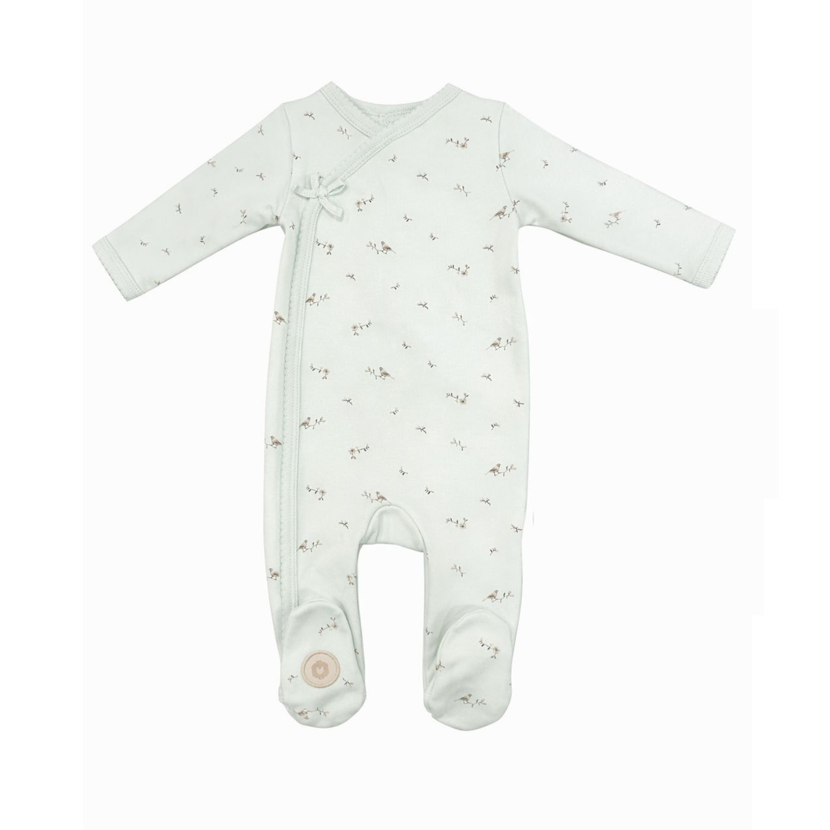 Mon Tresor Vintage Bird Wrap Footie - Mint Green