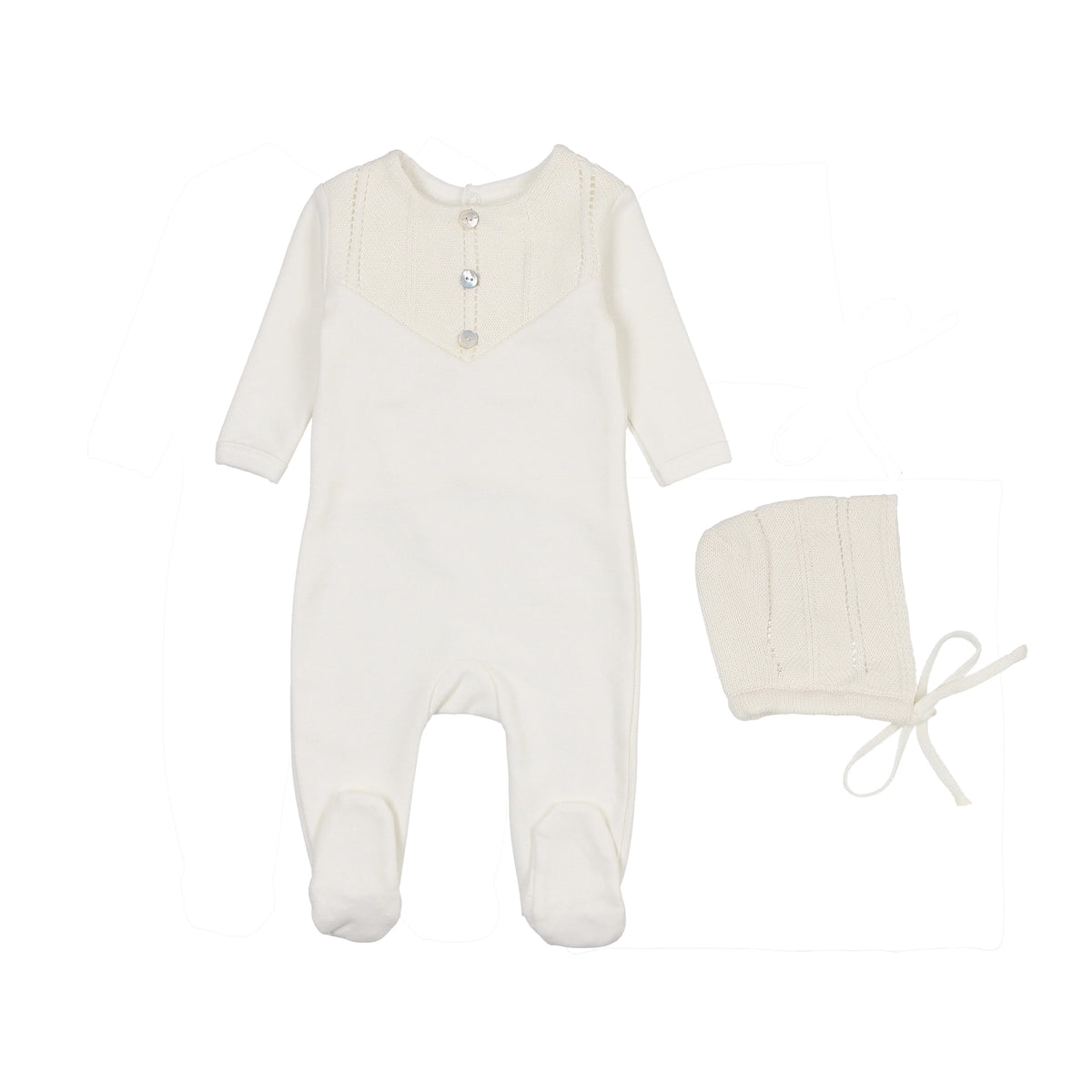 Mon Tresor V Knit Henley Footie & Hat