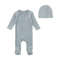 Bee & Dee Velour Embroidered Edge Footie with Beanie