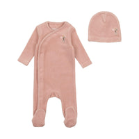 Bee & Dee Velour Embroidered Edge Footie with Beanie