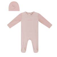 Lux Stripped Rib Footie & Hat