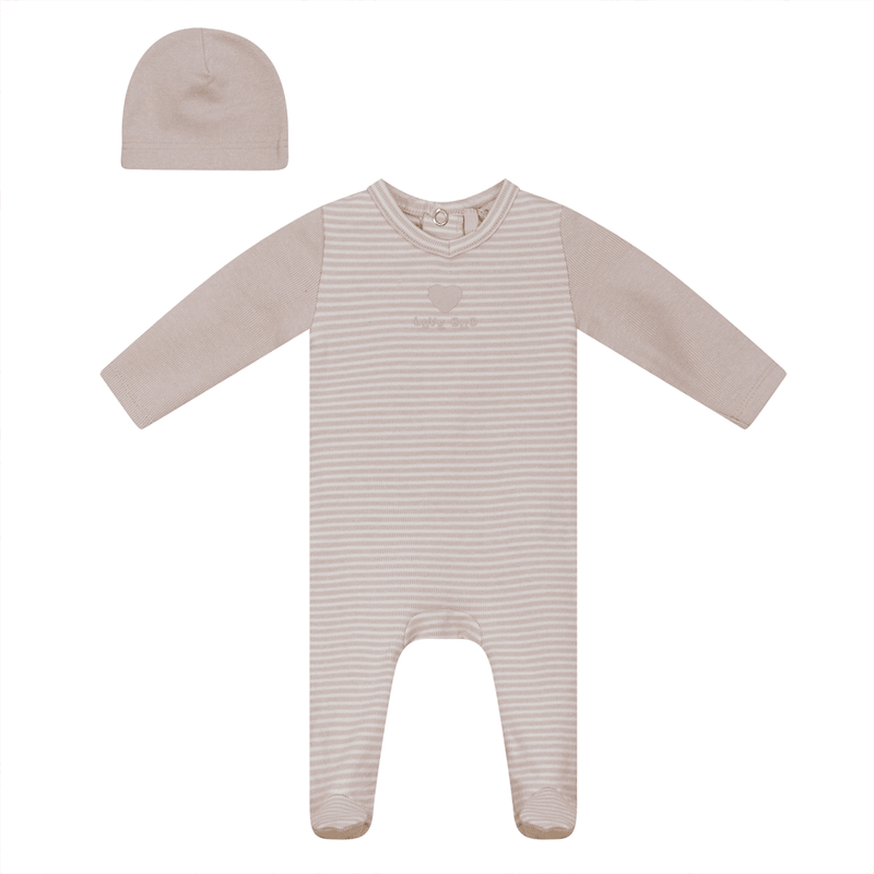 Lux Stripped Rib Footie & Hat