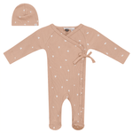 Little Fragile Ribbed Scattered Leaves Footie & Hat