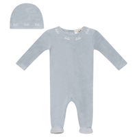 Bebe Bella Velour Bebe Embroidered Footie & Beanie