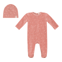 Bebe Bella Velour Firefly Print Footie & Beanie