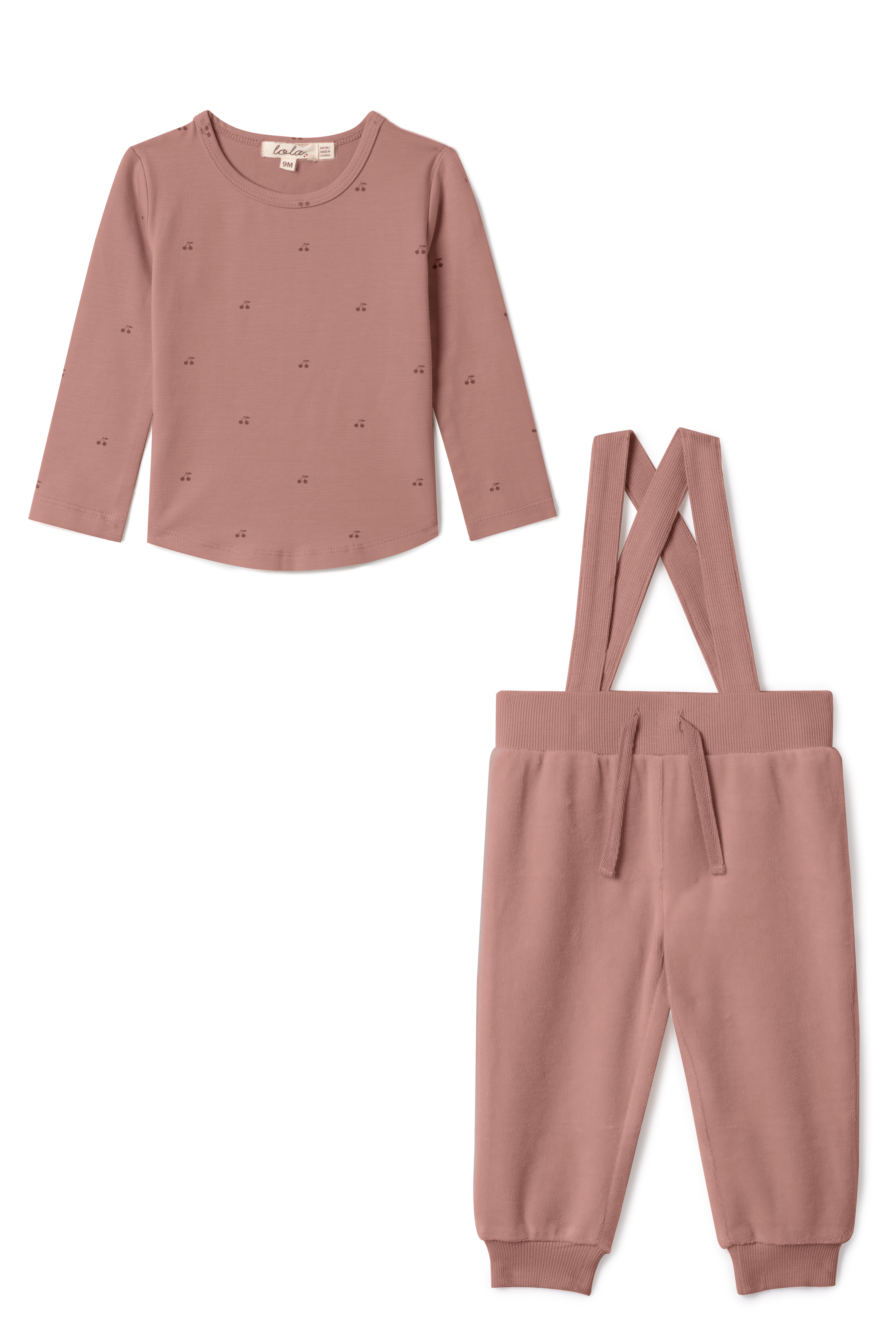 Lola Velour Overall & Top Set - Blossom